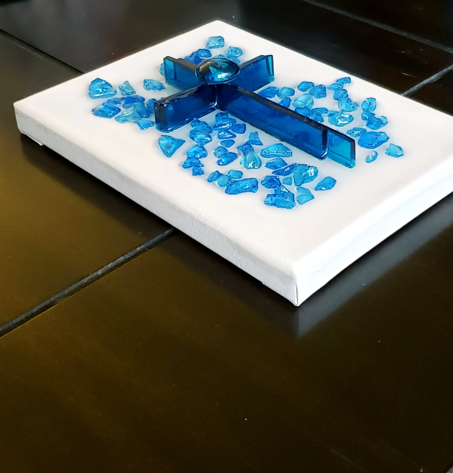 Stained Glass, Crushed Glass and Resin on Canvas