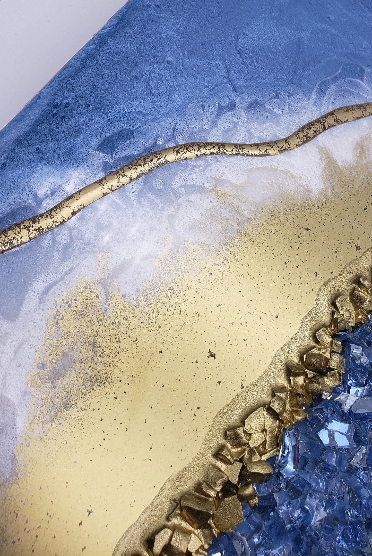 Blue and Gold Resin Geode Painting