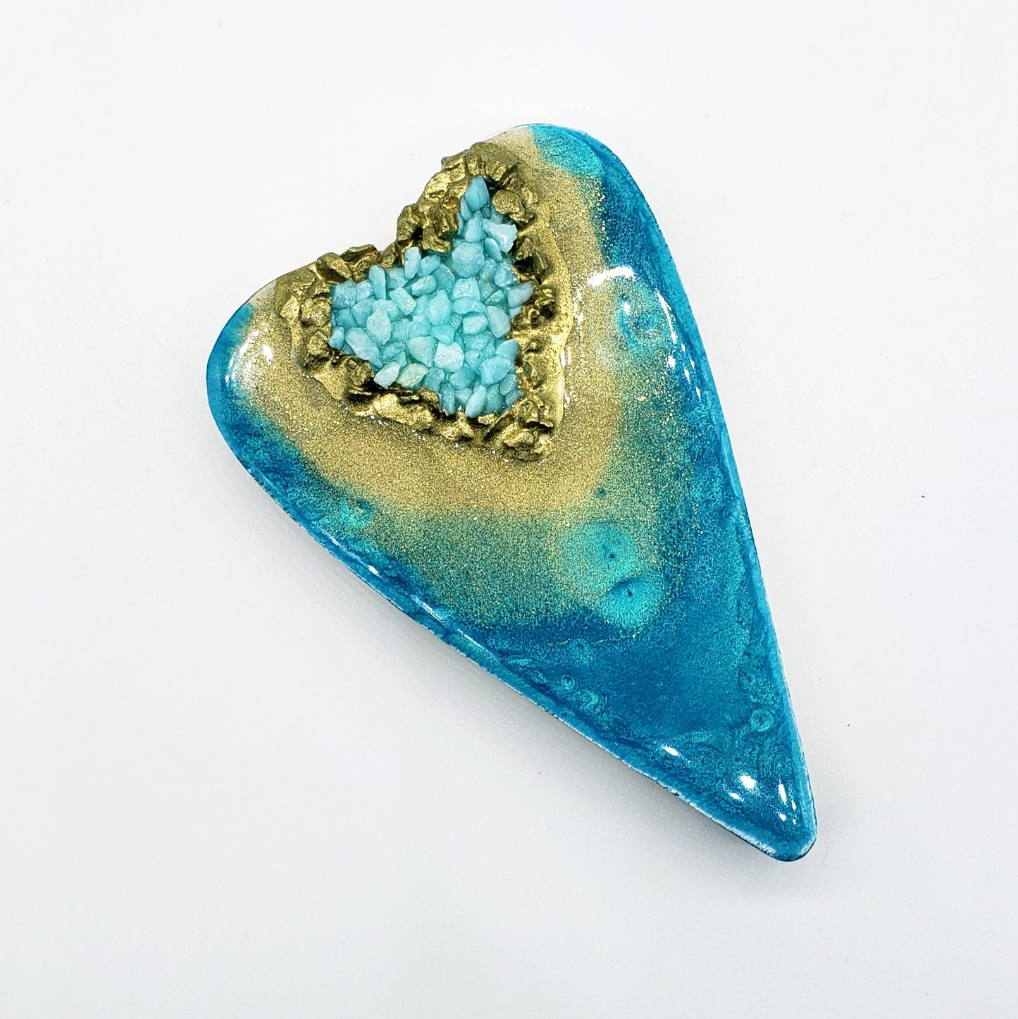 Handcrafted Resin Heart with Crushed Stones