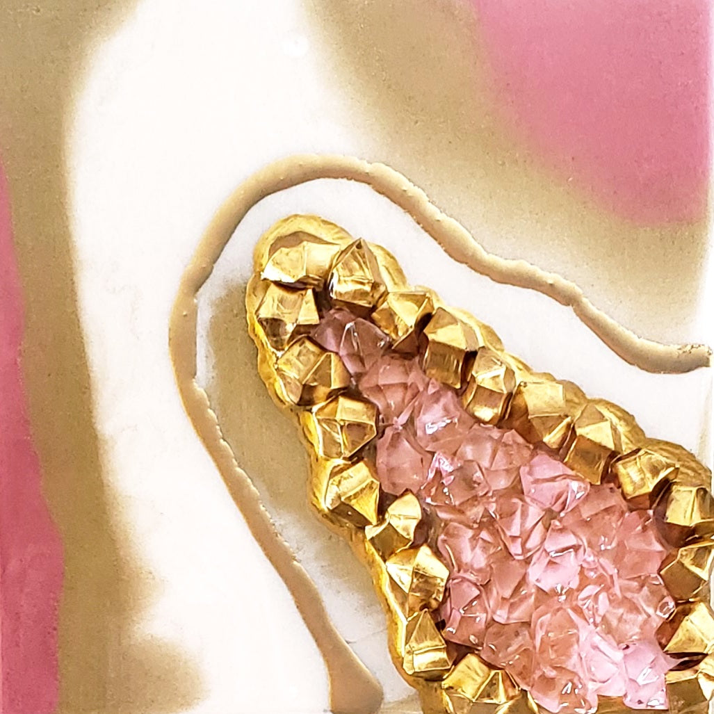 Pink and Gold Resin Geode