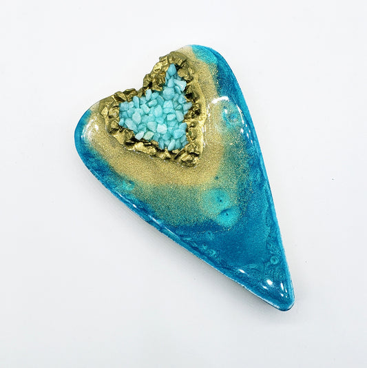 Handcrafted Resin Heart with Crushed Stones
