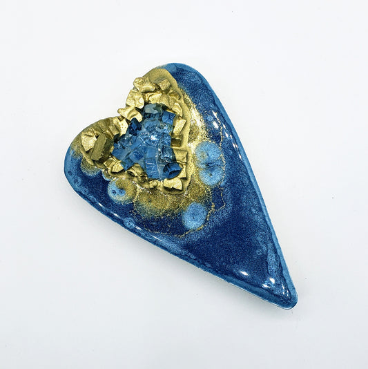 Handcrafted Resin Heart with Crushed Glass