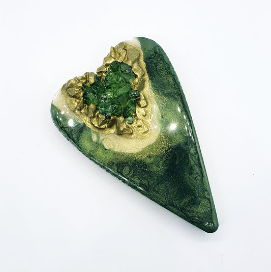 Handcrafted Resin Heart with Crushed Glass