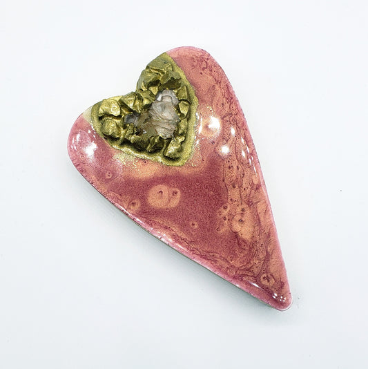 Handcrafted Resin Heart with Crushed Glass